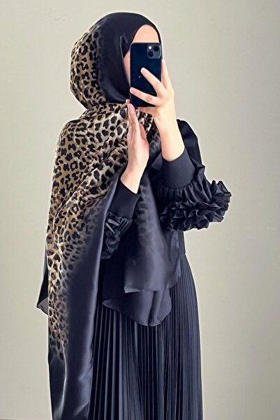 shalya scrafs Leopard Patterned Voile Silk Shawl Accessory Shoulder Shawl Fou...
