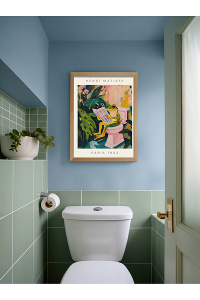 Creatick Design Banyo Tuvalet Duvar Tablosu Duvar Dekoru Doğal Ham Ahşap Çerç...