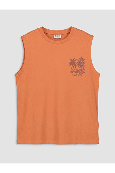 LC Waikiki Orange Crew Neck Printed Boys Undershirt