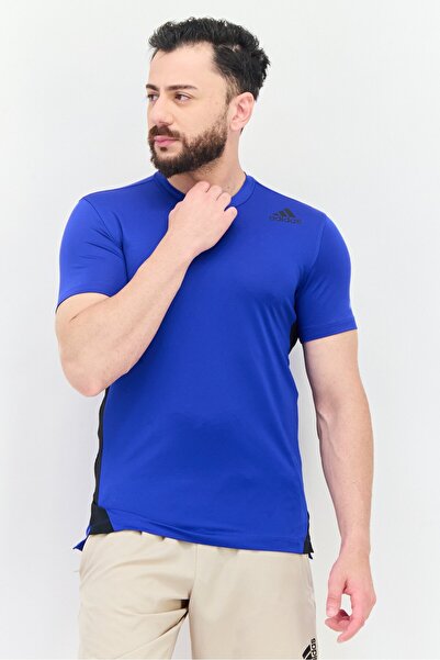 adidas Men Sportswear Fit Brand Logo Short Sleeves Training T-Shirt, Blue