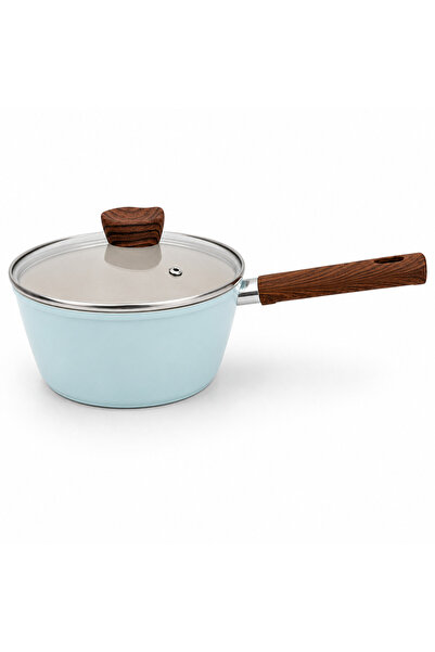 Synmore Cratiță antiaderentă cu coadă, Bleu, înveliș granit, 18 cm,