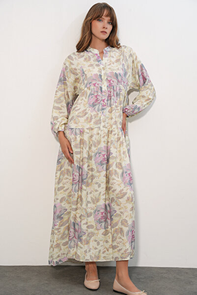 Bigdart Women's Lilyum Fabric Long Hijab Dress 2593 - Powder
