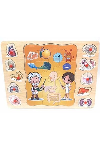 Our Wooden Organs Puzzle 22 Pieces Our Organs and Things Harmful or Beneficial to Health Educational Wooden Puzzle with Tutorial 30x22 cm