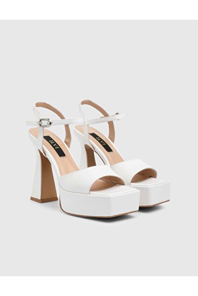 İLVİ Rivana Leather Women's White Heeled Sandals