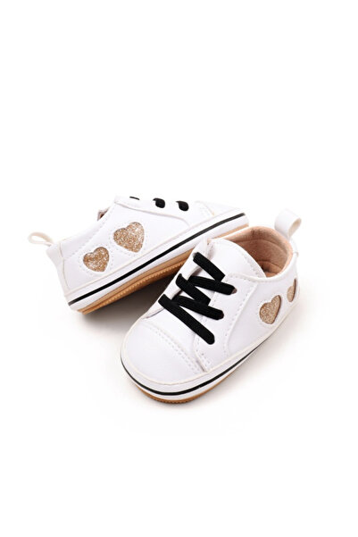 Bebelul Tenisi albi pentru fetite - Glitter hearts