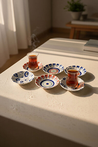 Fecra Acem 6'lı Çay Tabağı Seti Mix 3232