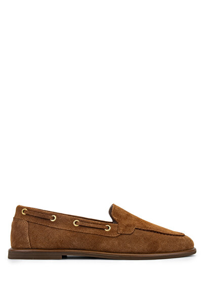 Tamer Tanca Women's Genuine Leather Brown Loafer Shoes