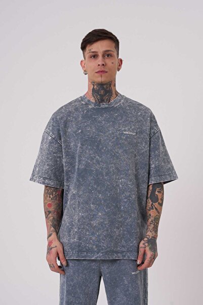 Machinist Tricou Basic Oversize pentru bărbați, lavabil, cu efect gri
