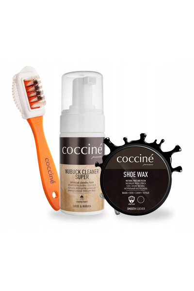 Coccine Set 3 in 1, Coccine, Spuma de curatare din nubuc 100 ml, Crema de pan...