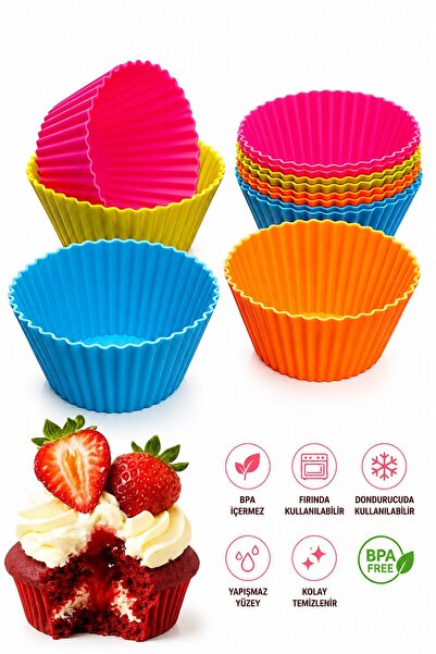 CKM silikon Set of 12 Silicone Muffin Molds + 20 Paper Muffin Cases as a Gift...