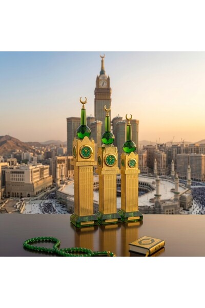 NASAQ 3 Size of Crystal Kaaba Clock Islamic Muslim Gift , Crystal Glass Ornam...