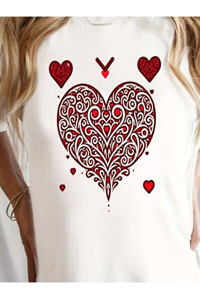COZYWEAR Heart Patterned Oversize T-Shirt