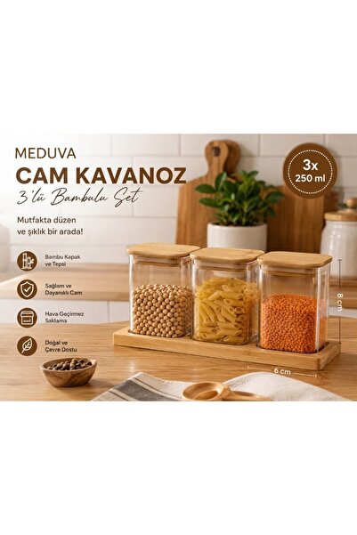 Merina Atölye 3'lü Mini Cam Kavanoz Baharatlık