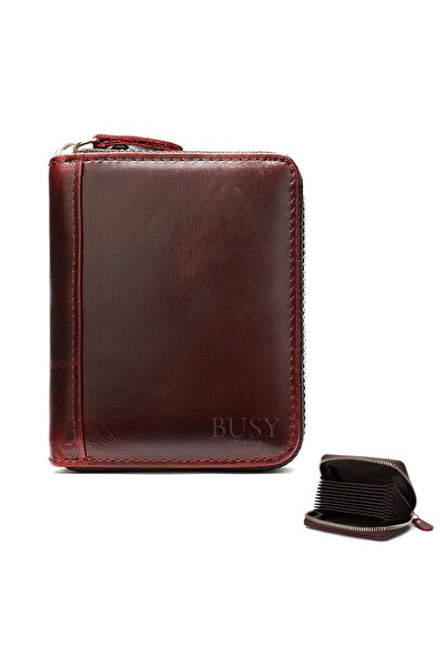 Busy Ldy & Gtm Card wallet made of leather, BUSY - Red Coffee