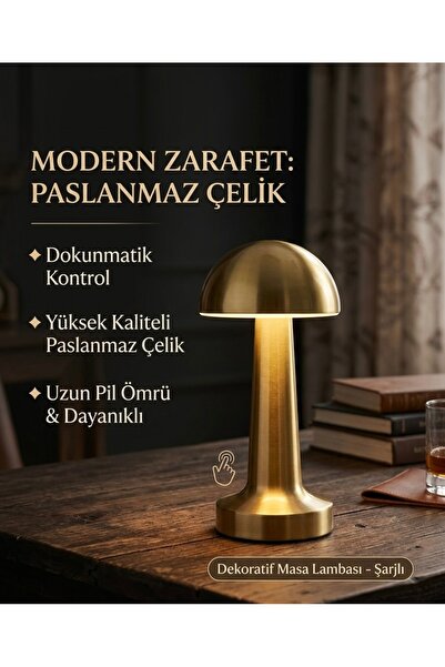 LOREND TLZ İTHALAT DEKORATİF MASA LAMBASI DOKUNMATİK 3 FARKLI IŞIK AYARI