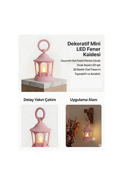 Aksefuar Lazer Dekoratif Fener Mini Kaide – Led Mumlu Modern Masaüstü Aydınla...
