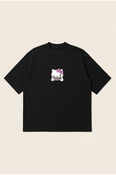 Moon Dancer Tricou Drill Hello Kitty oversize, cu croială boxy, unisex, 100% ...
