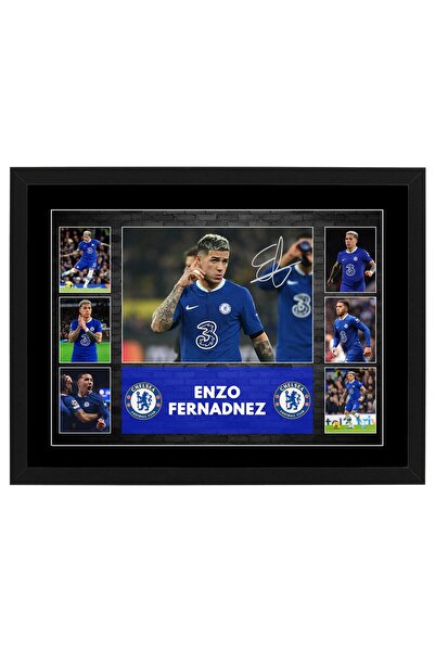 HWC Trading Enzo Fernandez Chelsea F.C. Signed A3 Framed Poster Print - Autog...