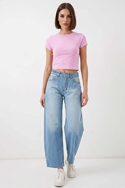 ALFA AKSESUAR 03 Women's High Waist Denim Light Blue Trousers