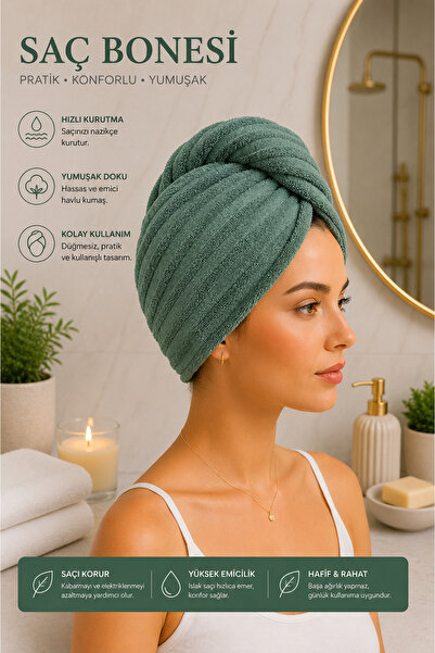 sternen glanz Karmila Cotton Buttoned Towel Hair Cap