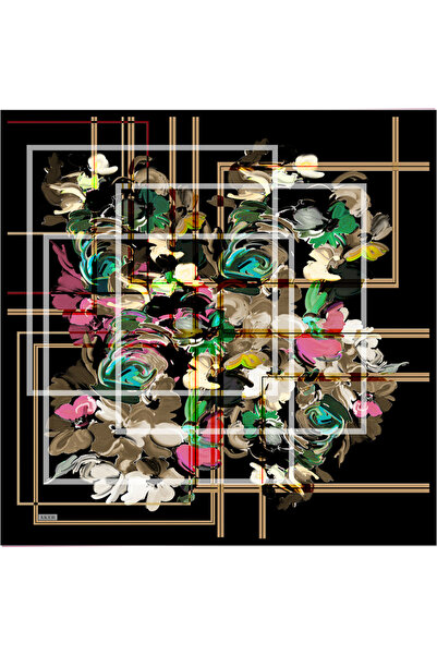 Aker Black 90X90 Silk Twill Scarf