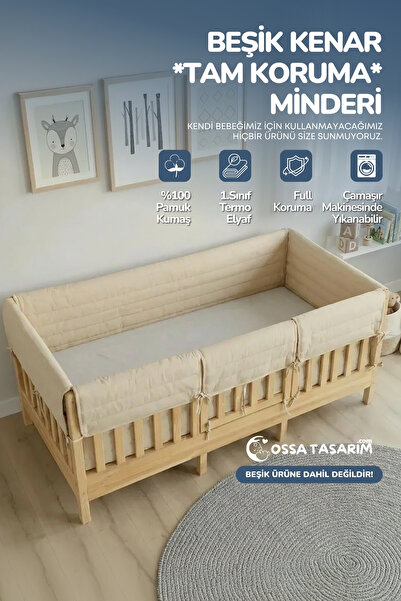 yasetex tasarım Montessori Beşik Kenar Koruma Takımı %100 Pamuk - Darbe Önley...