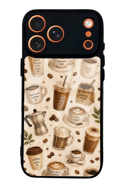 Spoyi iPhone 17 Pro Max Coffee Club Design Glossy Phone Case