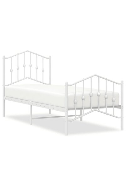 vidaxl Cadru de pat metalic cu tăblie de cap/picioare alb, 75x190 cm