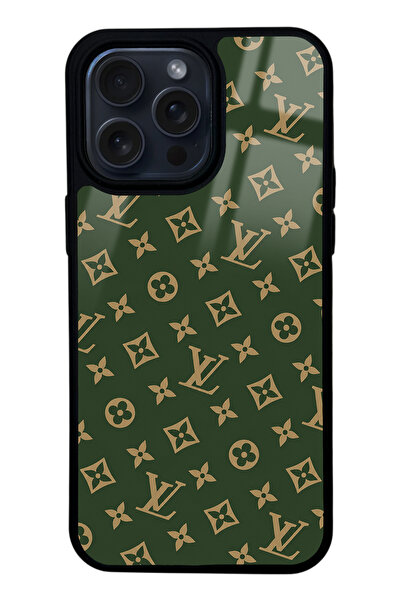 Spoyi iPhone 14 Pro Max Green LV Tasarımlı Glossy Telefon Kılıfı
