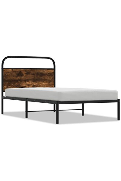 vidaxl Cadru de pat fără saltea 90x190cm Stejar fumuriu lemn prelucrat
