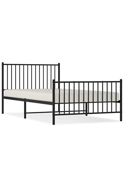 vidaxl Cadru pat metalic cu tăblii de cap/picioare, negru, 107x203 cm
