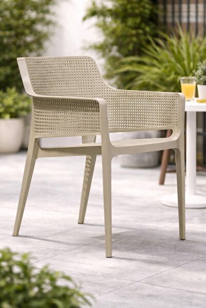 Alezy Loop Plastik Bahçe Balkon Sandalye Koltuk Cappucino