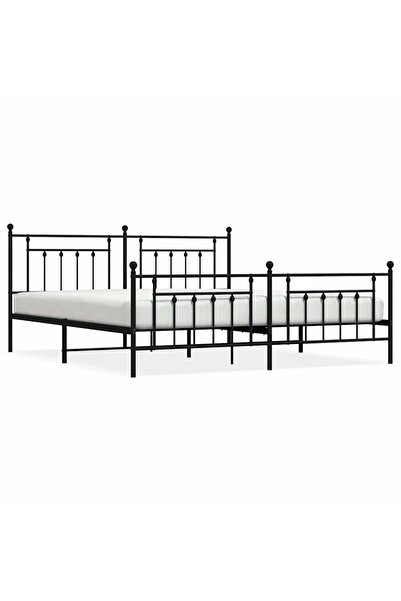 vidaxl Cadru pat metalic cu tăblii de cap/picioare, negru, 193x203 cm