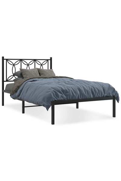 vidaxl Cadru de pat din metal cu tăblie, negru, 100x200 cm
