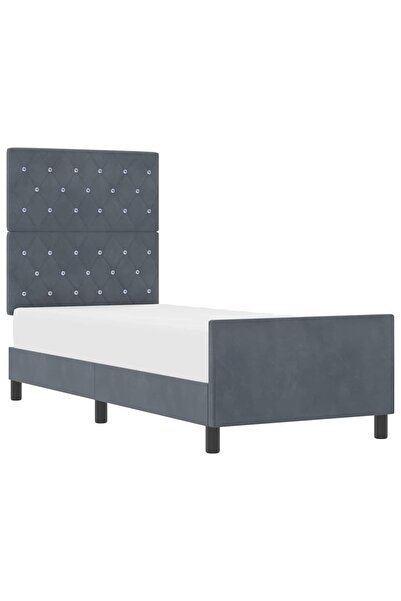 vidaxl Pat cu arcuri cu headboard Gri închis 80 x 200 cm Catifea
