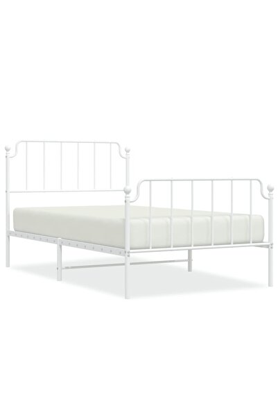 vidaxl Cadru de pat metalic cu tăblie de cap/picioare alb 107x203 cm
