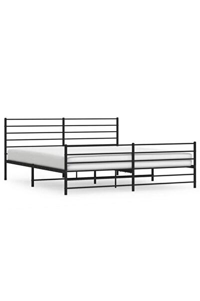 vidaxl Cadru pat metalic cu tăblii de cap/picioare, negru, 200x200 cm