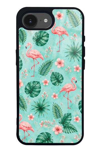 Spoyi iPhone 16E Tropical Flamingo Design Glossy Phone Case