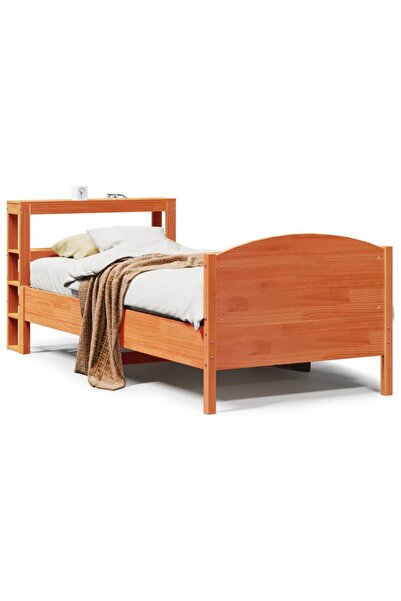 vidaxl Cadru pat fără saltea, maro ceruit, 75x190 cm, lemn masiv pin