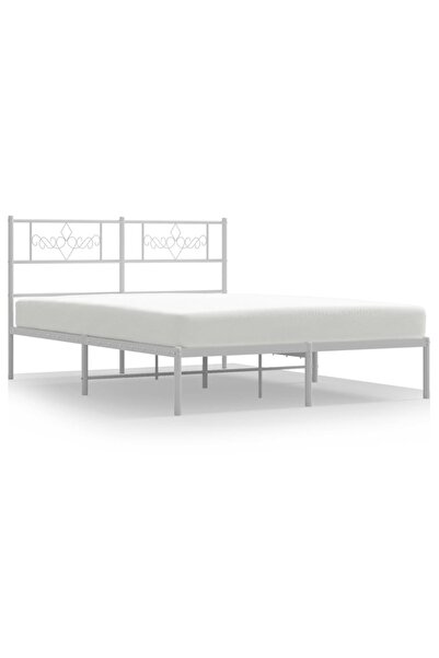vidaxl Cadru de pat metalic cu tăblie, alb, 120x200 cm
