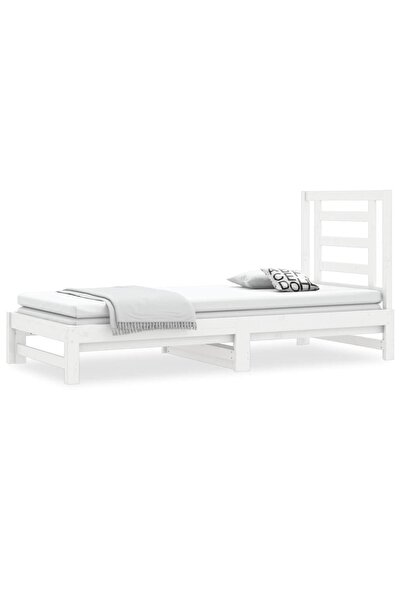 vidaxl Pat de zi extensibil, alb, 2x(90x200) cm, lemn masiv de pin