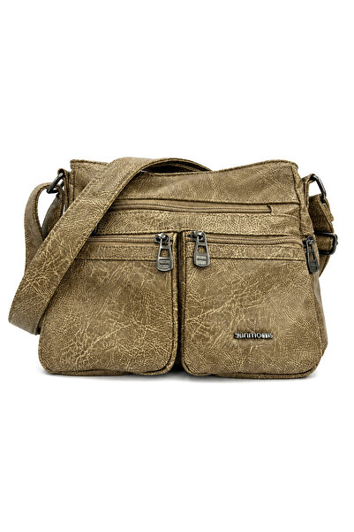 Sanmorris Double Front Window Multi-Compartment Washed Leather Women's Crossb...