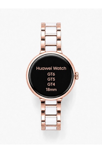 Alstrap Huawei Watch GT6/GT5/GT4 18mm Uyumlu İnce Seramik Metal Şık Bilezik K...