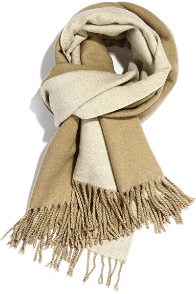 OEM Eșarfă Unisex de Iarnă Pashmina Reversibilă Moale și Călduroasă Camel/Bej L