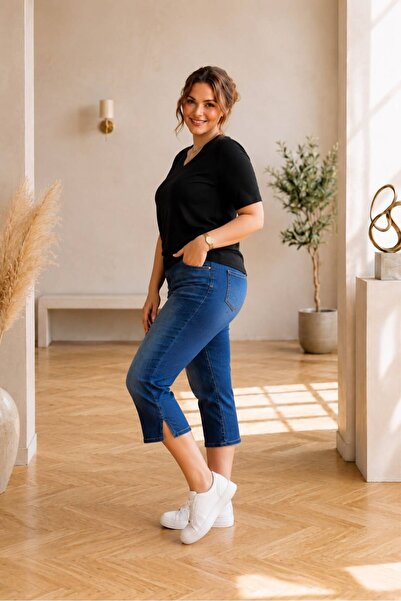 Vinola Washed lycra denim capri pants