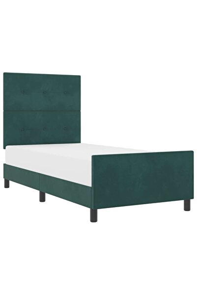 vidaxl Pat cu arcuri cu headboard Verde închis 90 x 200 cm Catifea