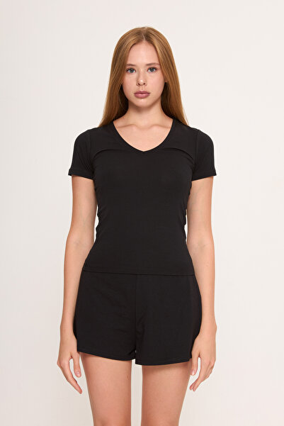 Zoor Ultra Soft Combed Modal V-Neck Short Sleeve Blouse
