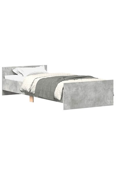 vidaxl Cadru de pat, gri beton, 90x200 cm, lemn prelucrat