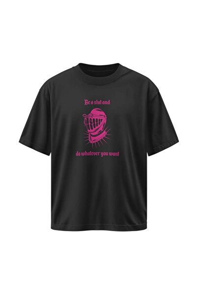 buzagi tasarım ürünleri Do Whatever Unisex Oversize Black T-Shirt