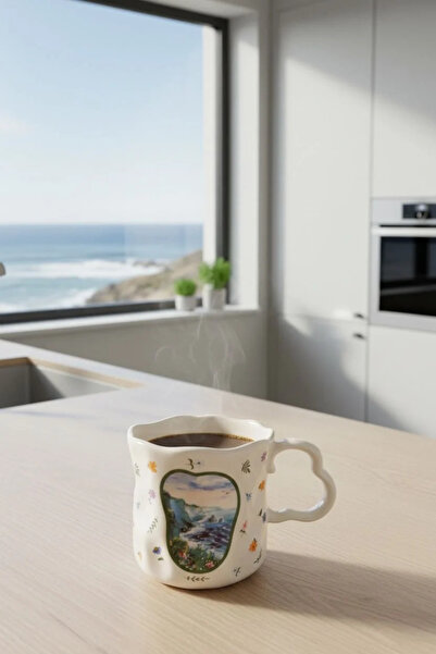 Bereketli Store Acar Floral and Landscape Patterned Ceramic Mug – Vintage Des...